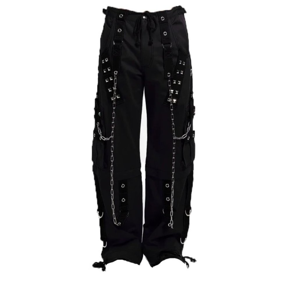 Extreme Bondage Men's Gothic Dark Cuff Pants Black Concert Pant